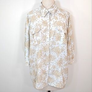 Sonoma cotton floral button up W 3/4 roll tab sleeves. 1X